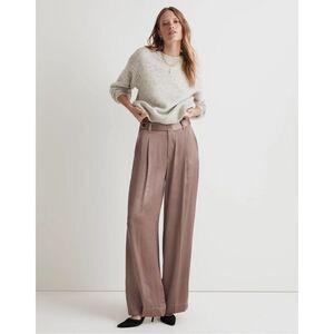 Madewell Harlow Wide Leg Satin Pant Iced Mocha Size 14 Dressy Party Holiday Luxe